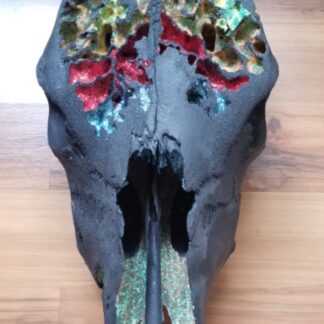 Burnt Skull With Glitter Flames