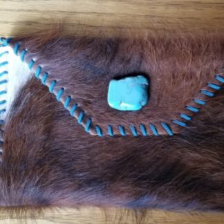 Brindle & Minimal White Clutch With Turquoise