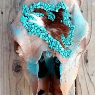 Cowhide Bronc w/ Turquoise Skull