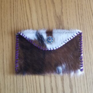 Brindle & White Clutch With Purple Lacing & Bling