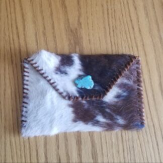 Brindle & White Clutch Brown Lacing And Turquoise Rock